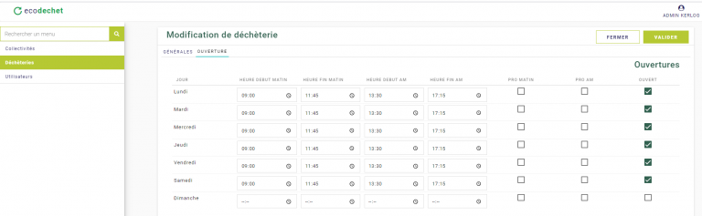 ecodechet.com ouverture des décheteries
